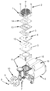 Pump Parts Diagram and Parts List for OF45175A  Campbell Hausfeld Compressor